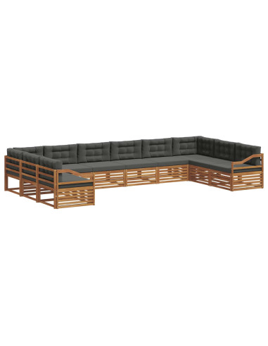 Set divani 10 pcs Naturale e Antracite Legno di Acacia Massello