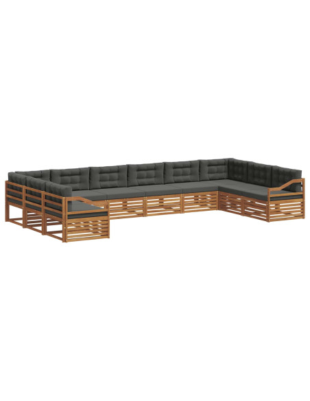 Set divani 10 pcs Naturale e Antracite Legno di Acacia Massello
