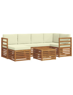 Set divani 7 pcs Naturale e Crema Legno di Acacia Massello 2