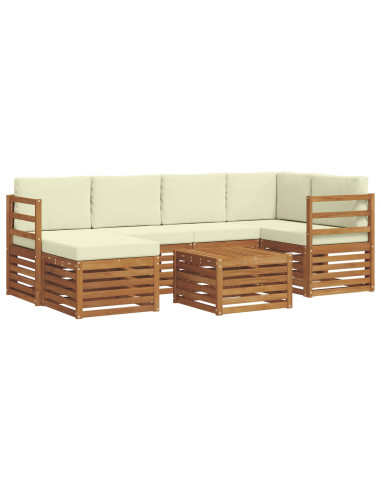 Set divani 7 pcs Naturale e Crema Legno di Acacia Massello