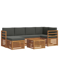 Set divani 7 pcs Naturale e Antracite Legno di Acacia Massello 2
