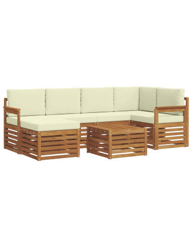 Set divani 7 pcs Naturale e Crema Legno di Acacia Massello