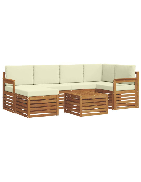 Set divani 7 pcs Naturale e Crema Legno di Acacia Massello