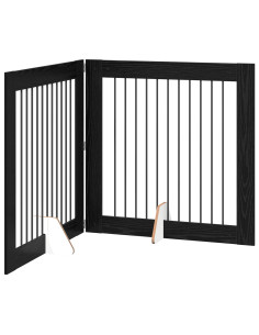 Cancello per cani con supporti 2 pcs Rovere Nero 100 x 100 cm 2