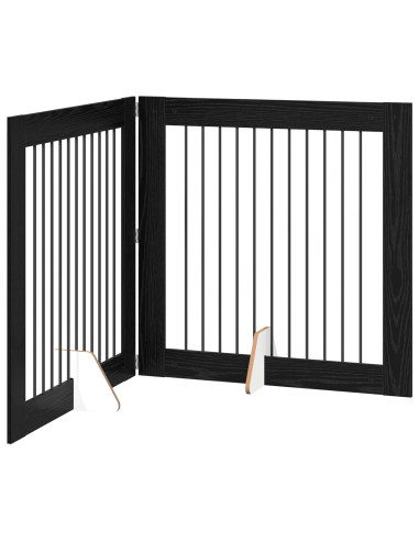 Cancello per cani con supporti 2 pcs Rovere Nero 100 x 100 cm