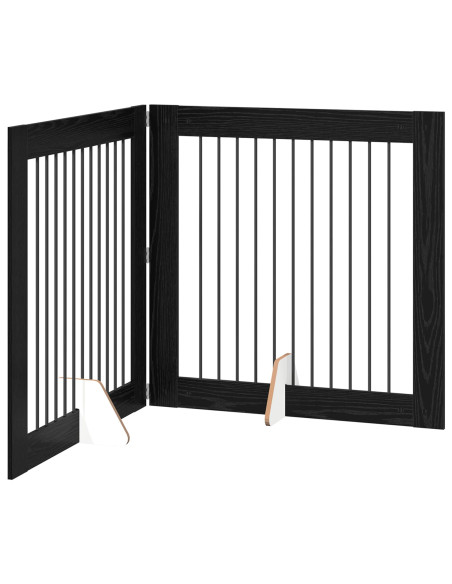 Cancello per cani con supporti 2 pcs Rovere Nero 100 x 100 cm