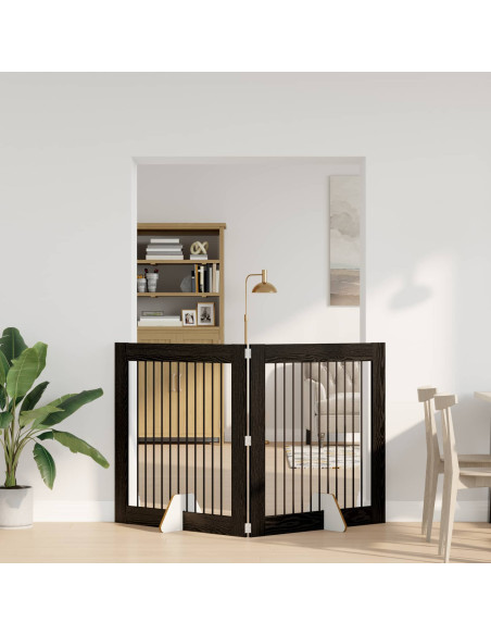 Cancello per cani con supporti 2 pcs Rovere Nero 100 x 100 cm