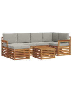 Set divani con cuscino 7 pcs Grigio Naturale e Chiaro 2