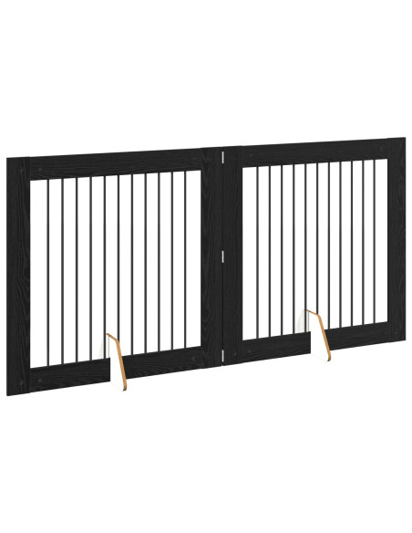 Cancello per cani con supporti 2 pcs Rovere Nero 100 x 100 cm