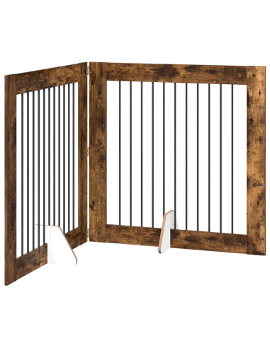 Cancello per cani con supporti 2 pcs Rovere Fumo 100 x 100 cm