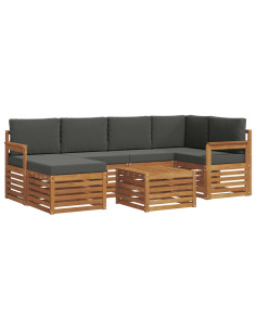 Set divani 7 pcs Naturale e Antracite Legno di Acacia Massello 2