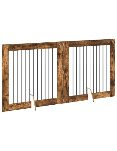 Cancello per cani con supporti 2 pcs Rovere Fumo 100 x 100 cm
