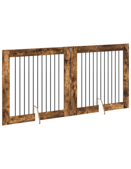 Cancello per cani con supporti 2 pcs Rovere Fumo 100 x 100 cm