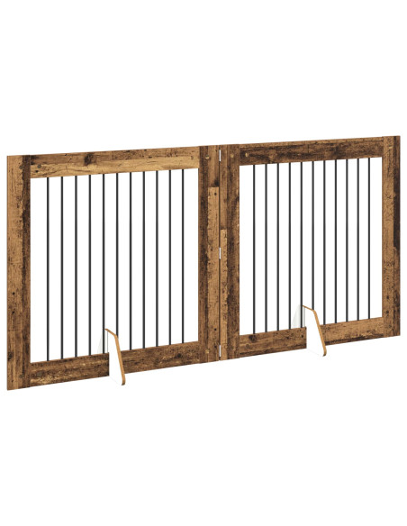 Cancello per cani con supporti 2 pcs Legno antico 100 x 100 cm