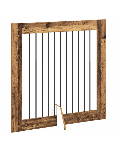 Cancello per cani con supporti 2 pcs Legno antico 100 x 100 cm