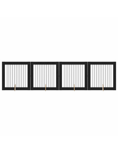 Cancello per cani con supporti 4 pcs Rovere Nero 100 x 100 cm