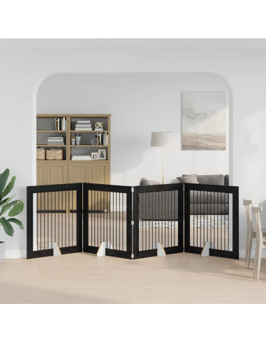 Cancello per cani con supporti 4 pcs Rovere Nero 100 x 100 cm