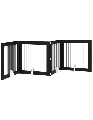 Cancello per cani con supporti 4 pcs Rovere Nero 100 x 100 cm