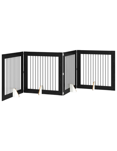Cancello per cani con supporti 4 pcs Rovere Nero 100 x 100 cm