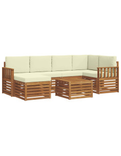 Set divani 7 pcs Naturale e Crema Legno di Acacia Massello 2