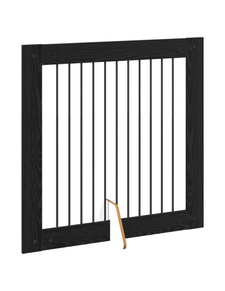 Cancello per cani con supporti 4 pcs Rovere Nero 100 x 100 cm