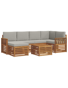 Set divani con cuscino 7 pcs Grigio Naturale e Chiaro 2