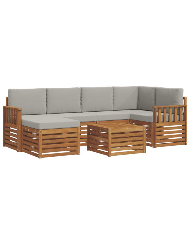 Set divani con cuscino 7 pcs Grigio Naturale e Chiaro