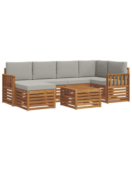 Set divani con cuscino 7 pcs Grigio Naturale e Chiaro