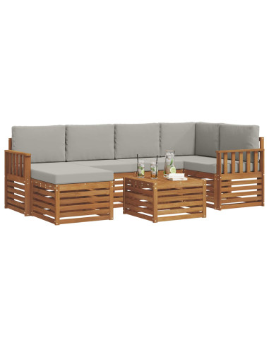 Set divani con cuscino 7 pcs Grigio Naturale e Chiaro