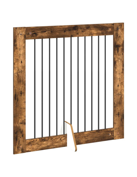 Cancello per cani con supporti 4 pcs Rovere Fumo 100 x 100 cm