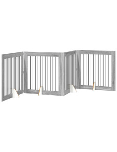Cancello per cani con supporti 4 pcs Grigio Sonoma 100 x 100 cm 2