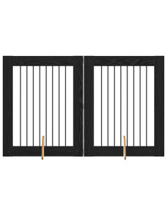 Cancello per cani con supporti 2 pcs Rovere Nero 80 x 100 cm 2