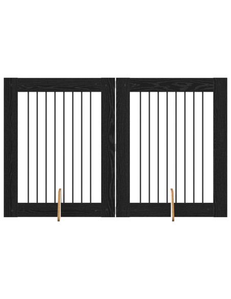 Cancello per cani con supporti 2 pcs Rovere Nero 80 x 100 cm