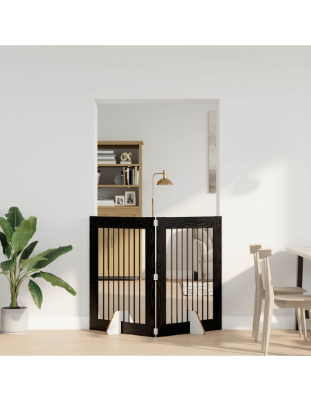 Cancello per cani con supporti 2 pcs Rovere Nero 80 x 100 cm