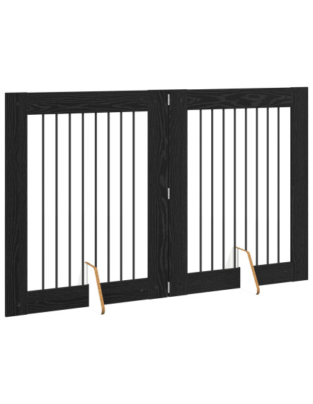 Cancello per cani con supporti 2 pcs Rovere Nero 80 x 100 cm