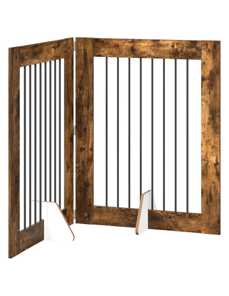 Cancello per cani con supporti 2 pcs Rovere Fumo 80 x 100 cm