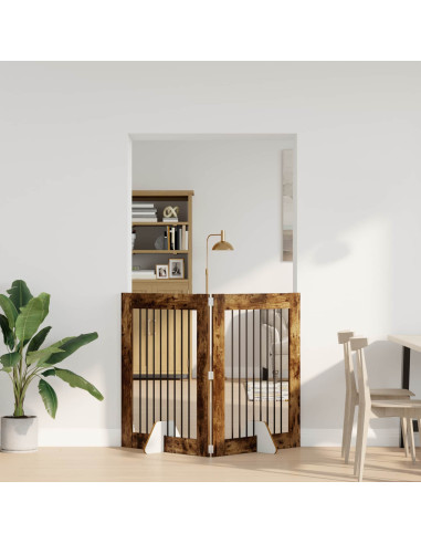 Cancello per cani con supporti 2 pcs Rovere Fumo 80 x 100 cm