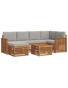 Set divani con cuscino 7 pcs Grigio Naturale e Chiaro 2