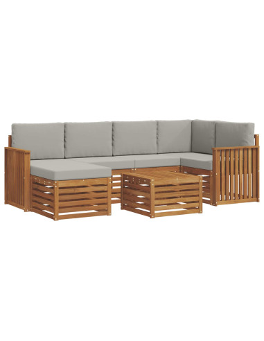 Set divani con cuscino 7 pcs Grigio Naturale e Chiaro