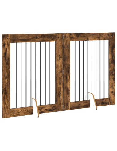 Cancello per cani con supporti 2 pcs Rovere Fumo 80 x 100 cm