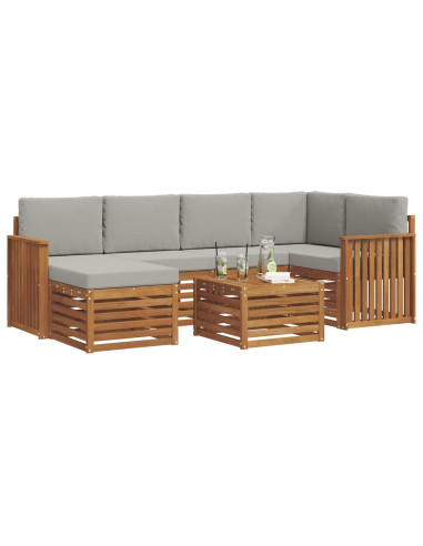 Set divani con cuscino 7 pcs Grigio Naturale e Chiaro
