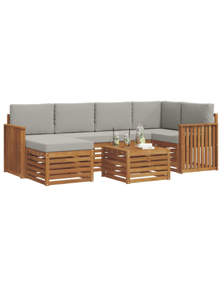 Set divani con cuscino 7 pcs Grigio Naturale e Chiaro