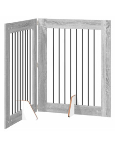 Cancello per cani con supporti 2 pcs Grigio Sonoma 80 x 100 cm 2