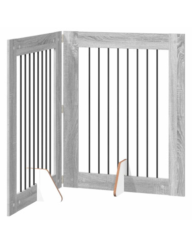 Cancello per cani con supporti 2 pcs Grigio Sonoma 80 x 100 cm