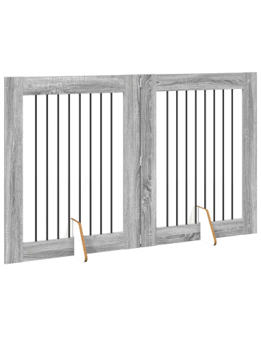 Cancello per cani con supporti 2 pcs Grigio Sonoma 80 x 100 cm