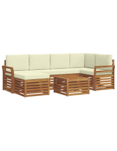 Set divani 7 pcs Naturale e Crema Legno di Acacia Massello 2