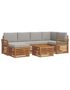 Set divani con cuscino 7 pcs Grigio Naturale e Chiaro 2