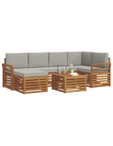Set divani con cuscino 7 pcs Grigio Naturale e Chiaro
