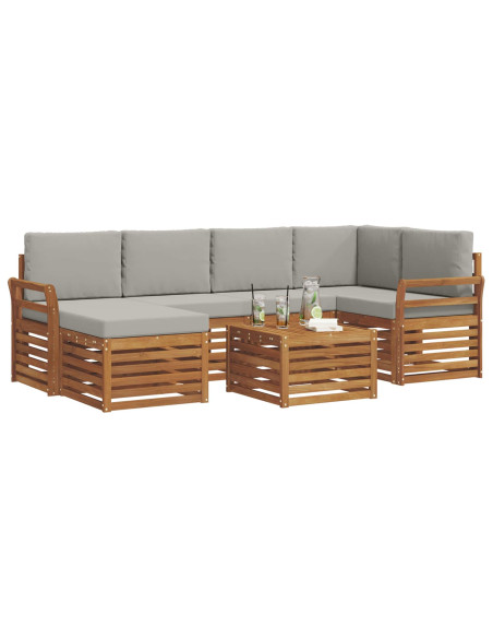 Set divani con cuscino 7 pcs Grigio Naturale e Chiaro