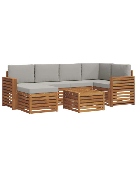 Set divani con cuscino 7 pcs Grigio Naturale e Chiaro